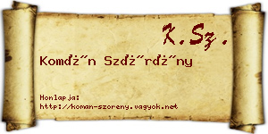 Komán Szörény névjegykártya